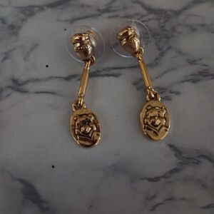 Vintage Disney Winnie The Pooh Gold Dangle Earrings